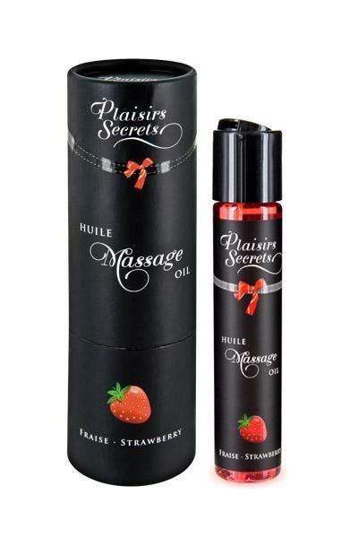 Масажна олія Plaisirs Secrets Strawberry (59 мл) з афродизіаками, їстівна