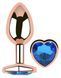 Анальная пробка с кристаллом EGZO - Rose Gold Heart Plug Blue size S, Розовое золото