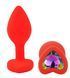 Силіконова анальна пробка EGZO - Silicone Red Heart Plug Rainbow, size S, Червоний