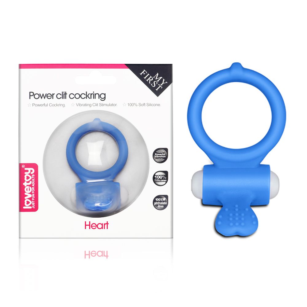 Эрекционное кольцо Power Clit Cockring Heart Blue