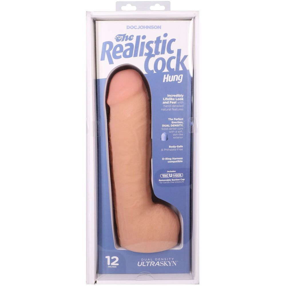 Фалоімітатор Doc Johnson The Realistic Cock ULTRASKYN - 12 Inch Hung with Balls Vanilla, тілесний