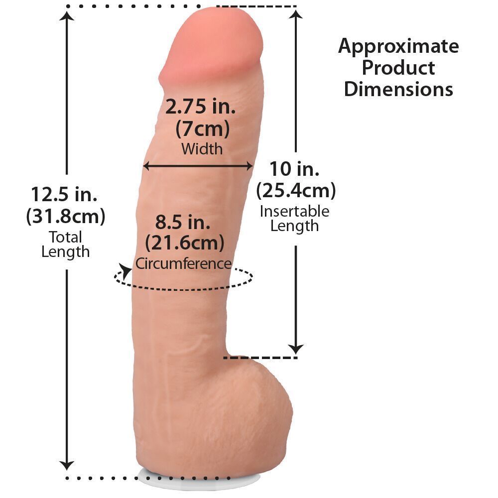 Фалоімітатор Doc Johnson The Realistic Cock ULTRASKYN - 12 Inch Hung with Balls Vanilla, тілесний
