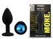Силіконова анальна пробка EGZO - Silicone Black Round Plug Blue, size S, Черный