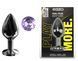 Анальна пробка з кристалом EGZO - Dark Gray Round Plug Amethyst, size M, Темное серебро