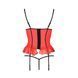 Корсет с открытой грудью CHERRY CORSET red L/XL - Passion Exclusive, трусики, пажи, стрэпы, оборочки