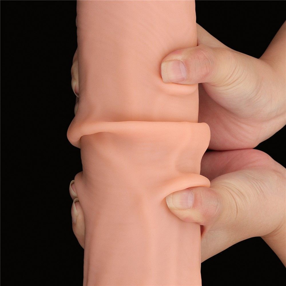 Фаллоимитатор Sliding-Skin Dual Layer Dong King Sized 14 с подвижной кожей, телесный