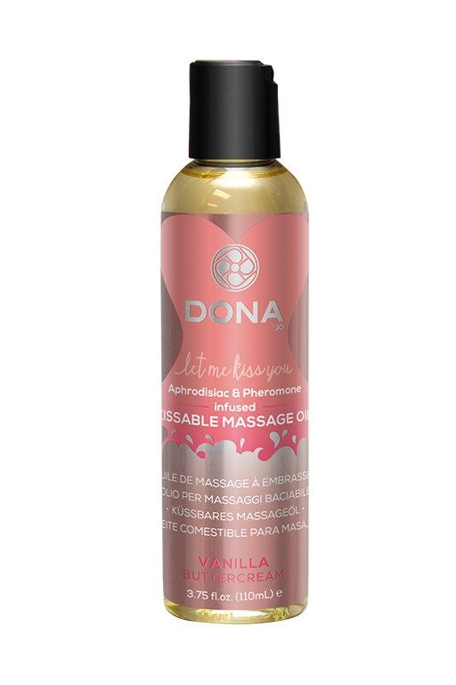 Масажне масло DONA Kissable Massage Oil Vanilla Buttercream (110 мл) можна для оральних ласк