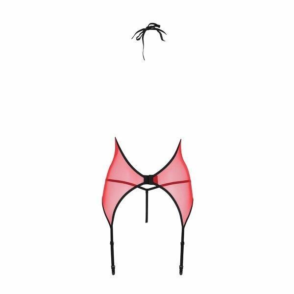 Корсет с пажами для чулок Passion PEONIA CORSET XXL/XXXL red, стринги