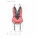 Корсет с пажами для чулок Passion PEONIA CORSET XXL/XXXL red, стринги