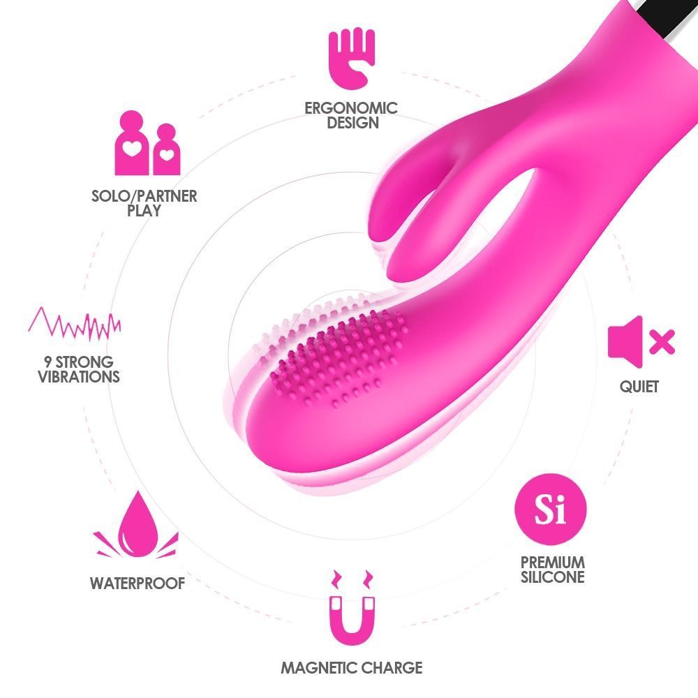 Вибратор с двойной стимуляцией Rabbit pink, Розовый