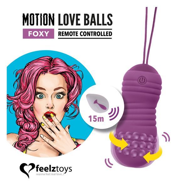 Вагинальные шарики с жемчужным массажем FeelzToys Motion Love Balls Foxy с пультом