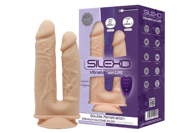 Фаллоимитатор с вибрацией SilexD Double Gusto Vibro Flesh (Model 1 size 8" & 7") + LRS