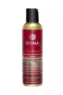 Массажное масло DONA Kissable Massage Oil Strawberry Souffle (110 мл) можно для оральных ласк