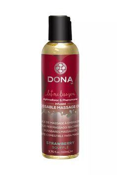 Массажное масло DONA Kissable Massage Oil Strawberry Souffle (110 мл) можно для оральных ласк