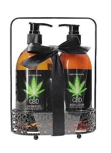 Набір для ванни і душу CBD Luxe Care set-GREEN TEA & HEMP OIL ( 2 предмети )