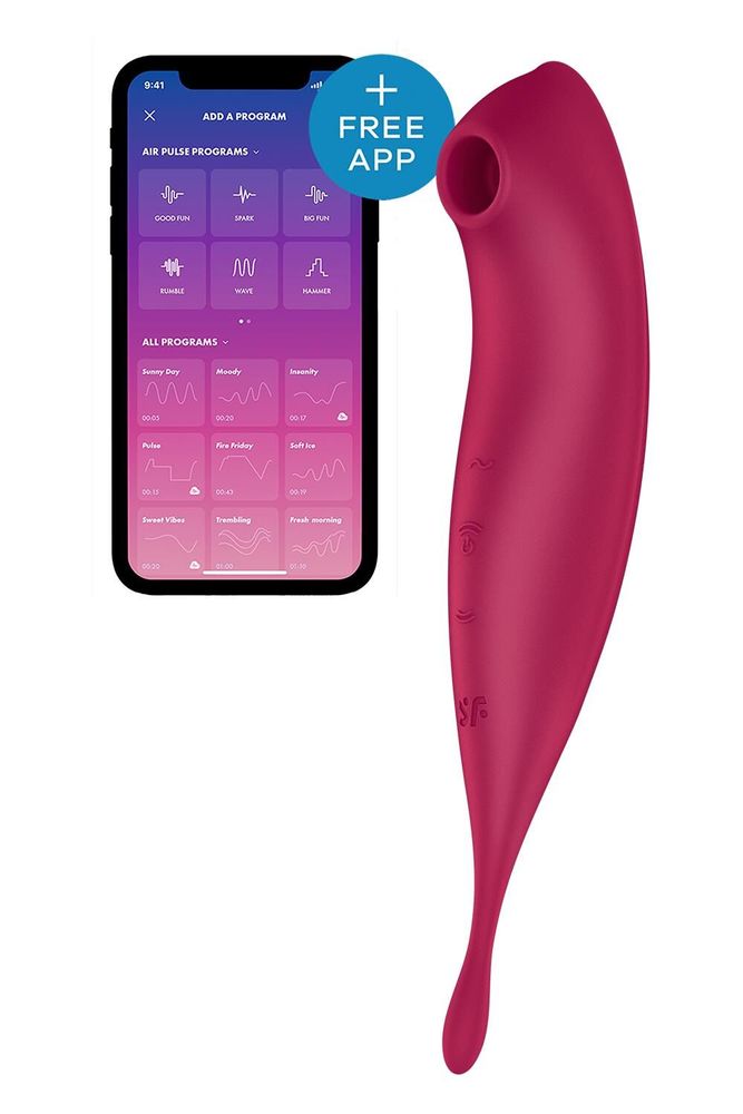 Смарт-вібратор для клітора з вакуумною стимуляцією Satisfyer Twirling Pro+ dark red