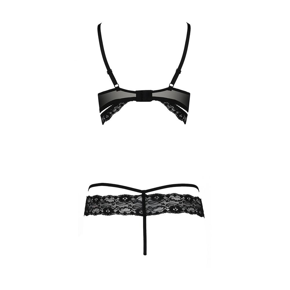 Комплект белья SARIA SET OpenBra black L/XL - Passion Exclusive: стрэпы: откртый лиф, стринги