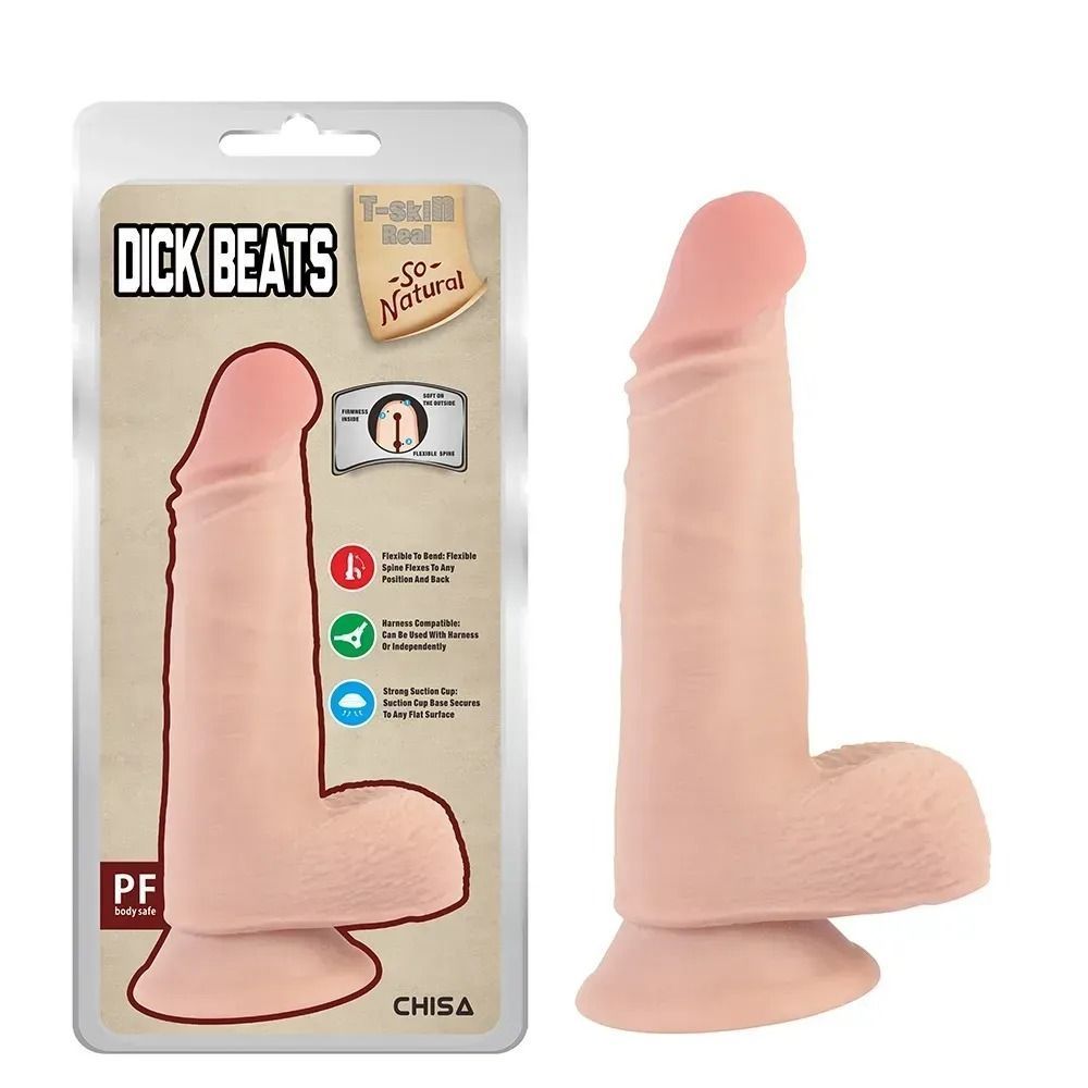 Фаллоимитатор T-skin ReaL Dick Beats, телесный, телесный