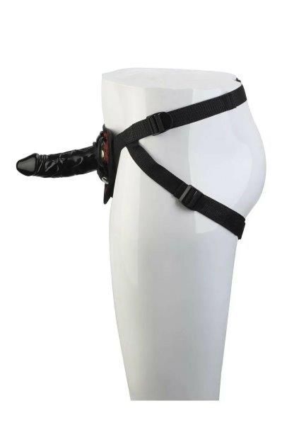 Знімний страпон Dream Toys Blaze Deluxe Strap-On Dildo на чорних трусиках з червоною вишивкою