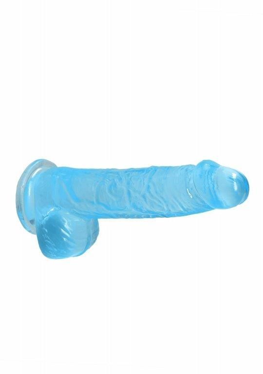 Фалоімітатор Realrock Crystal Clear Dildo Realistic 6, блакитний, Блакитний