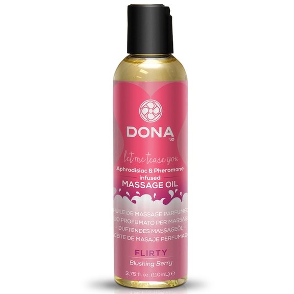 Массажное масло DONA Massage Oil FLIRTY - BLUSHING BERRY (110 мл) с феромонами и афродизиаками