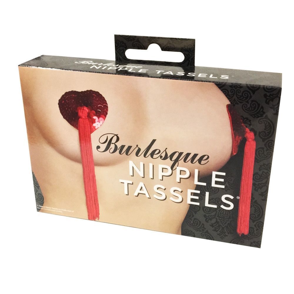 Пестіс - стікіні Burlesque Nipple Tassels, наклейки на соски, блискучі серця з пензликами