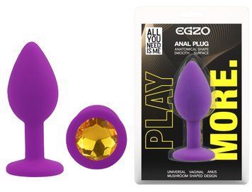 Силиконовая анальная пробка EGZO - Silicone Purple Round Plug Yellow, size S, Фиолетовый