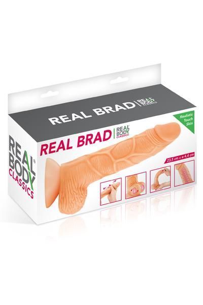 Фаллоимитатор с подвижной крайней плотью Real Body - Real Brad, диаметр 4,5см