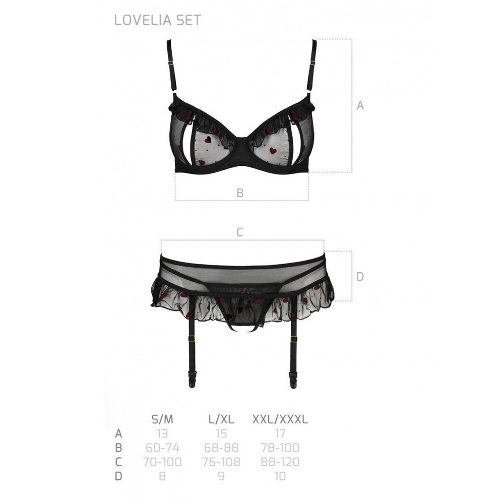 Сексуальний комплект з поясом для панчох LOVELIA SET black L/XL - Passion