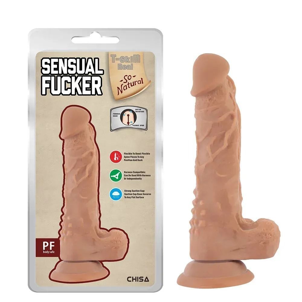 Фалоімітатор T-skin ReaL Sensual Fucker, бежевий, Бежевий