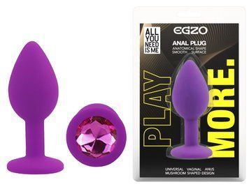 Силиконовая анальная пробка EGZO - Silicone Purple Round Plug Rose, size S, Фиолетовый