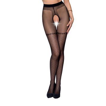 Колготки с открытым доступом, имитация чулок TIOPEN 014 black 5 (20 den) &mdash; Passion