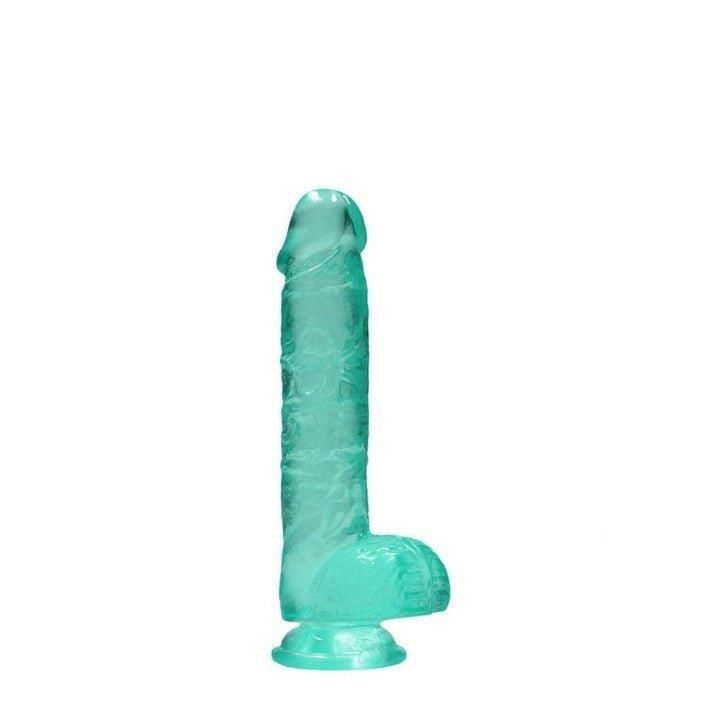 Фалоімітатор Realrock Crystal Clear Dildo Realistic 6, бірюзовий, Бирюзовый