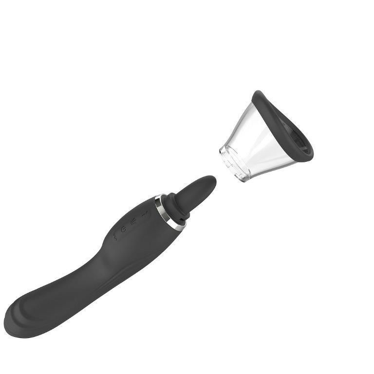 Симулятор орального секса для женщин с вибрацией Sweet Play Clitoral Licking Tongue And Vibrator 2in1 A6, Черный