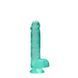 Фалоімітатор Realrock Crystal Clear Dildo Realistic 6, бірюзовий, Бирюзовый
