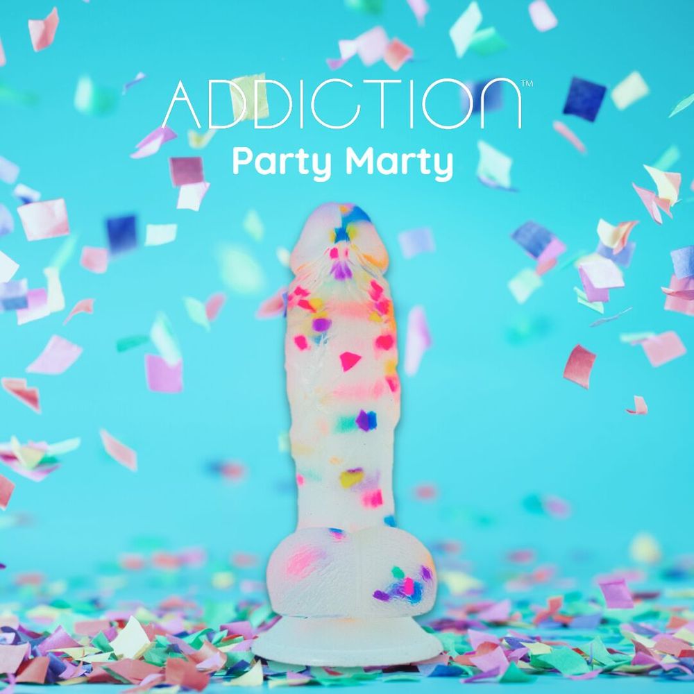 Фаллоимитатор с конфетти ADDICTION - PARTY MARTY - 7.5" - FROST & CONFETTI