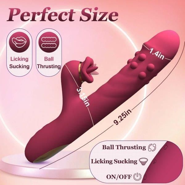 Вібратор B-Series 7 rotating functions and 7 licking functions, Бордовий
