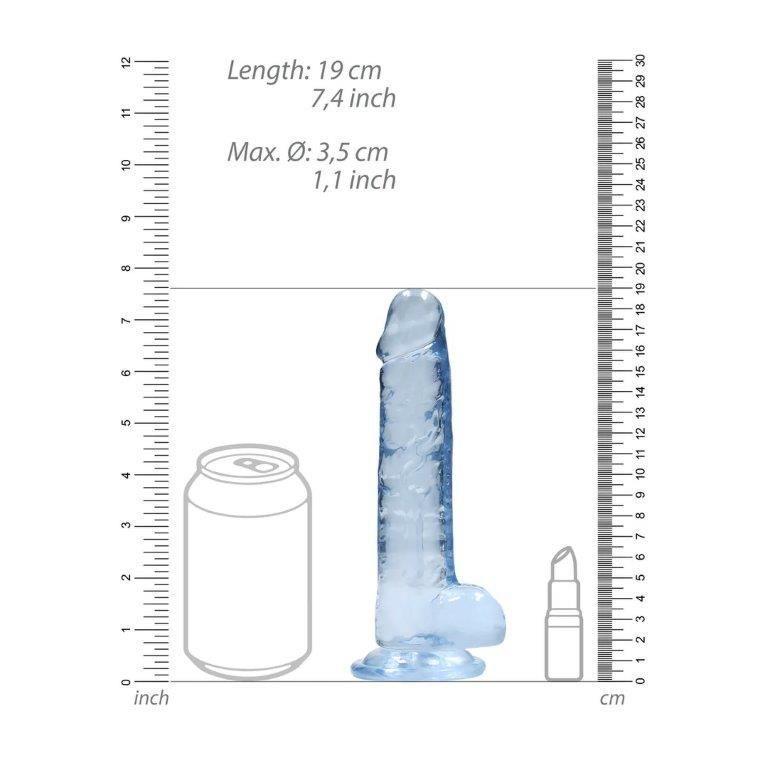 Фалоімітатор Realrock Crystal Clear Dildo Realistic 7, блакитний, Блакитний