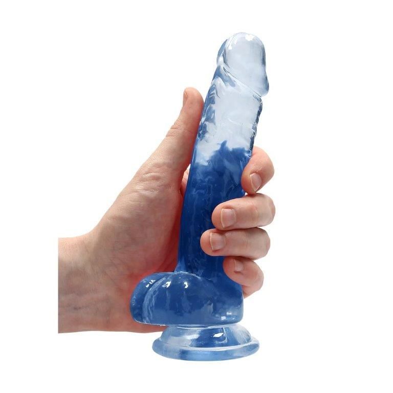 Фалоімітатор Realrock Crystal Clear Dildo Realistic 7, блакитний, Блакитний