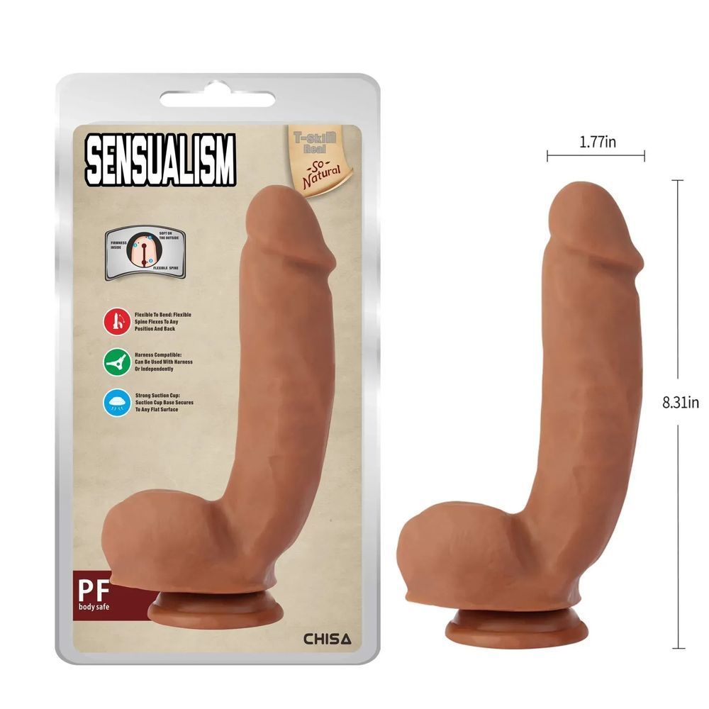 Фаллоимитатор T-skin ReaL Sensualism, светло-коричневый, Бежевый