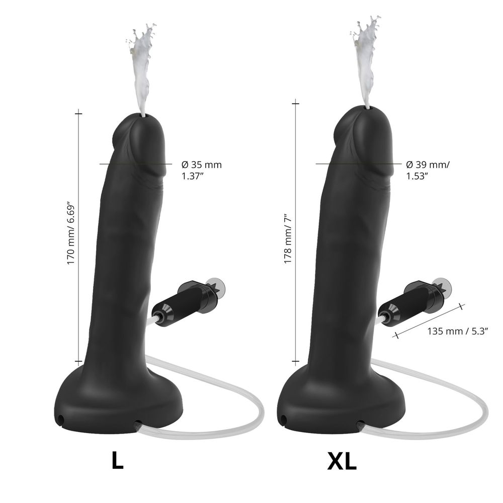 Кiнчаючий фалоімітатор Strap-On-Me SQUIRTING CUM DILDO REALISTIC Black L