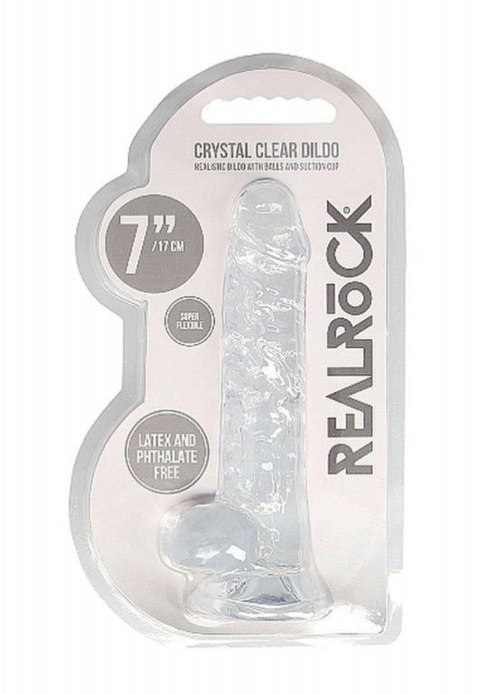 Фаллоимитатор Realrock Crystal Clear Dildo Realistic 7, прозрачный, Прозрачный