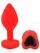 Силиконовая анальная пробка EGZO - Silicone Red Heart Plug Black, size S, Красный
