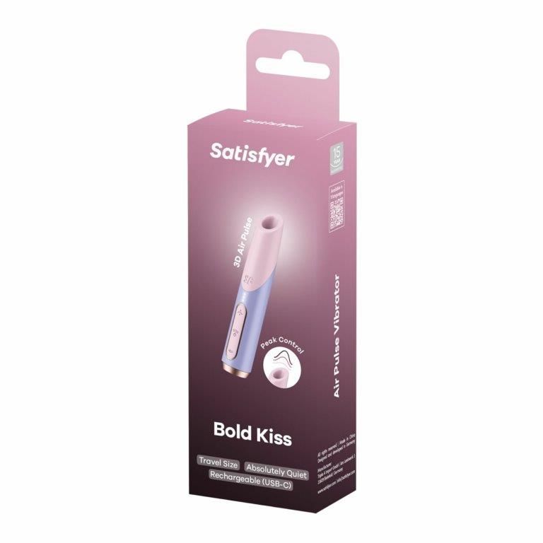 Вакуумний стимулятор Satisfyer Bold Kiss Violet, магнітна технологія 3D Air Pulse, 30 режимів роботи, Рожево-фіолетовий