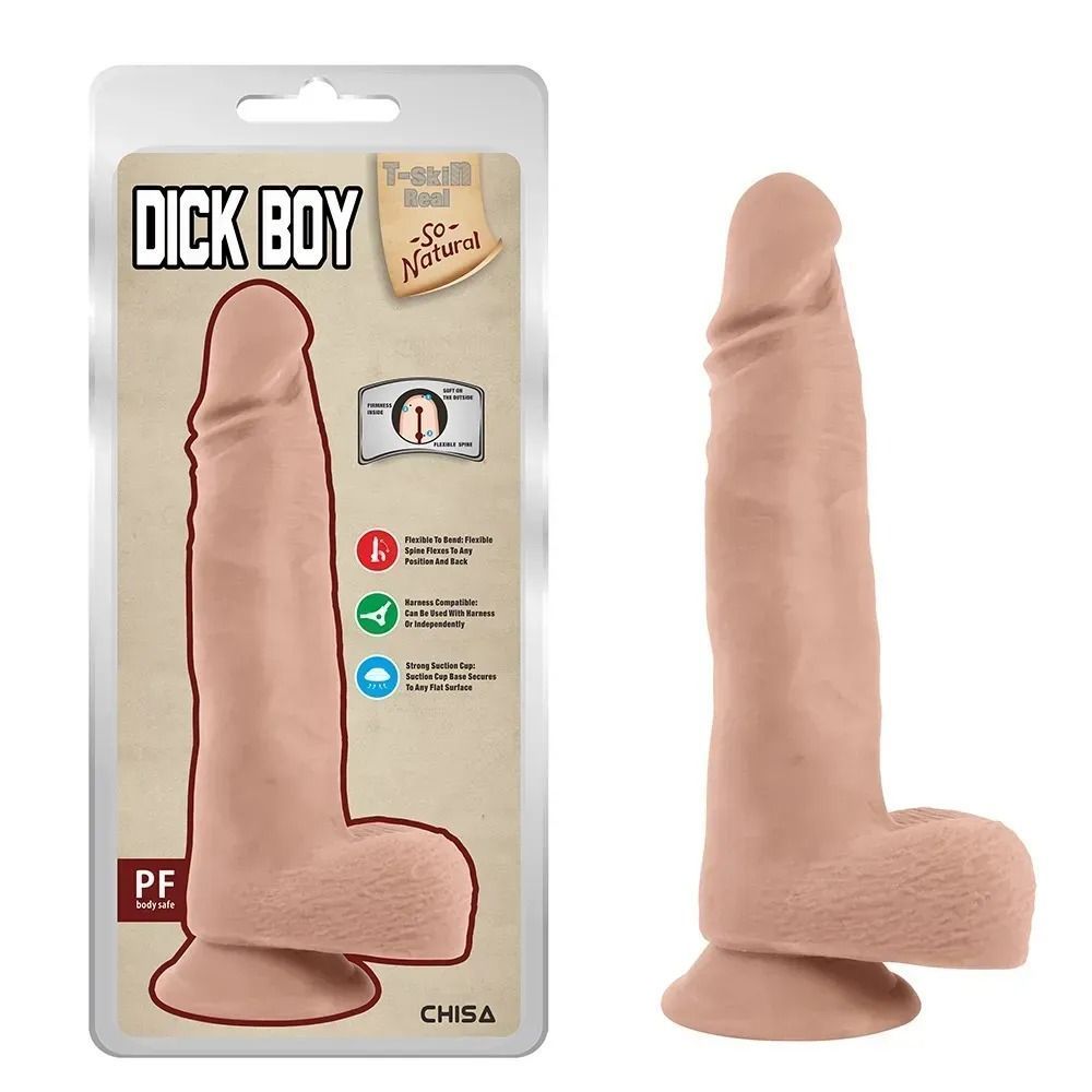 Фалломитатор реалистичный с мошонкой Chisa T-skin ReaL Dick Boy на присоске, телесный, телесный
