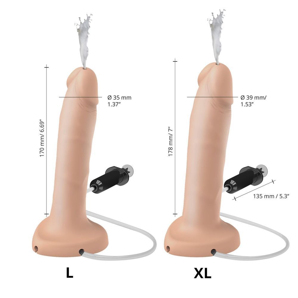 Фаллоимитатор Strap-On-Me &mdash; реалистичный с имитацией эякуляции, телесный