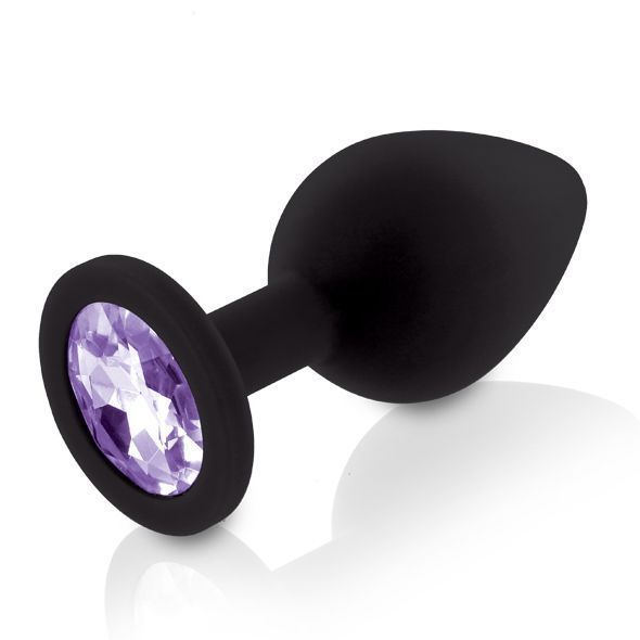 Набор анальных пробок с кристаллом Rianne S: Booty Plug Set Black, диаметр 2,7см, 3,5см, 4,1см, Черный
