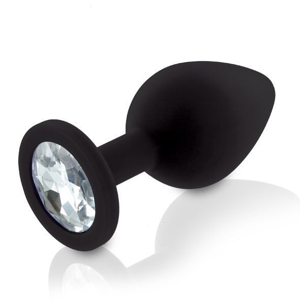 Набор анальных пробок с кристаллом Rianne S: Booty Plug Set Black, диаметр 2,7см, 3,5см, 4,1см, Черный