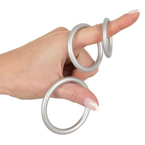 Набір із 3 ерекційних кілець Metallic Silicone Cock Ring Set, срібний