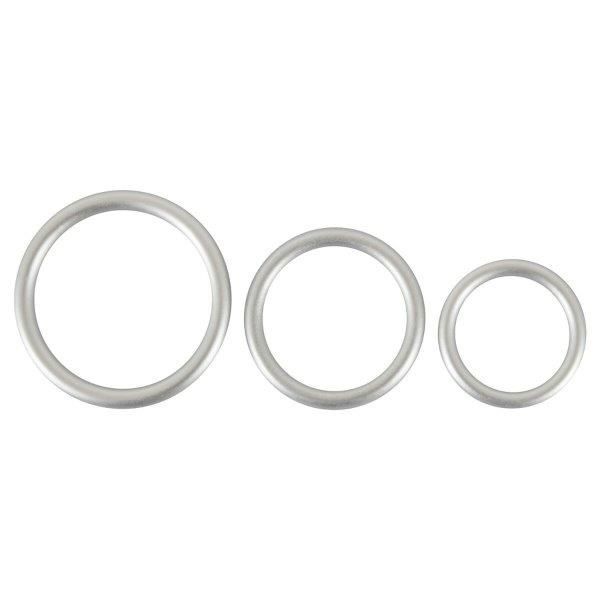 Набір із 3 ерекційних кілець Metallic Silicone Cock Ring Set, срібний